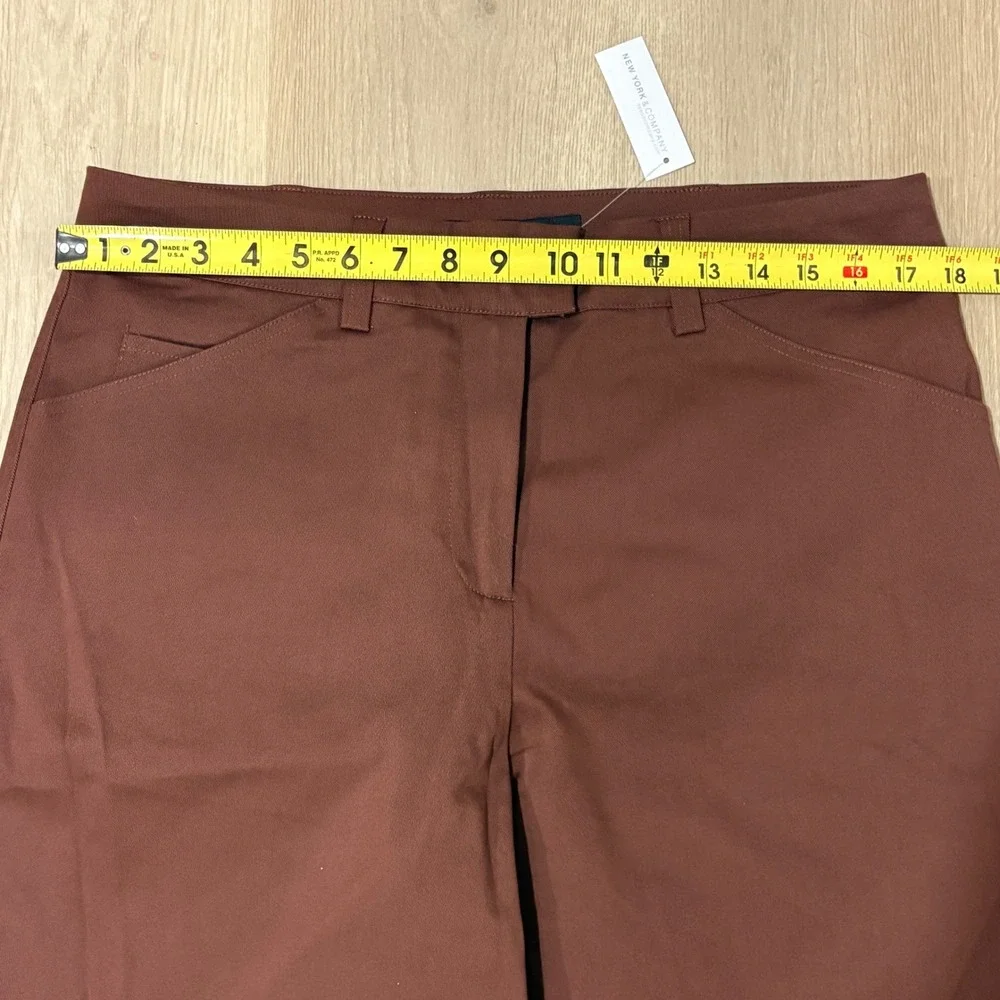 New York & Company Brown Wide Leg Cargo Pants High Rise Size L Career NWT - Picture 9 of 12